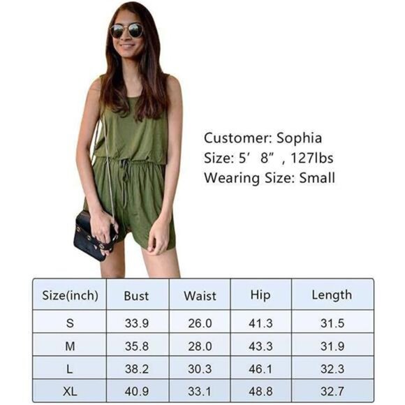 Womens Basic Summer Scoop Neck Sleeveless Tank Top Short jumpsuit Rompers - Picture 6 of 6